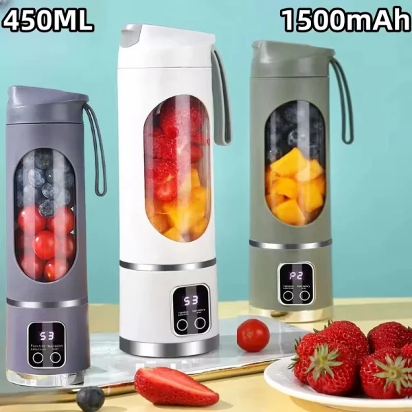 MINI presse-agrumes électrique à glace pilée, chargeur domestique, moteur puissant de 450ML, grande capacité, affichage numérique, tasse de jus, nouveauté 2025